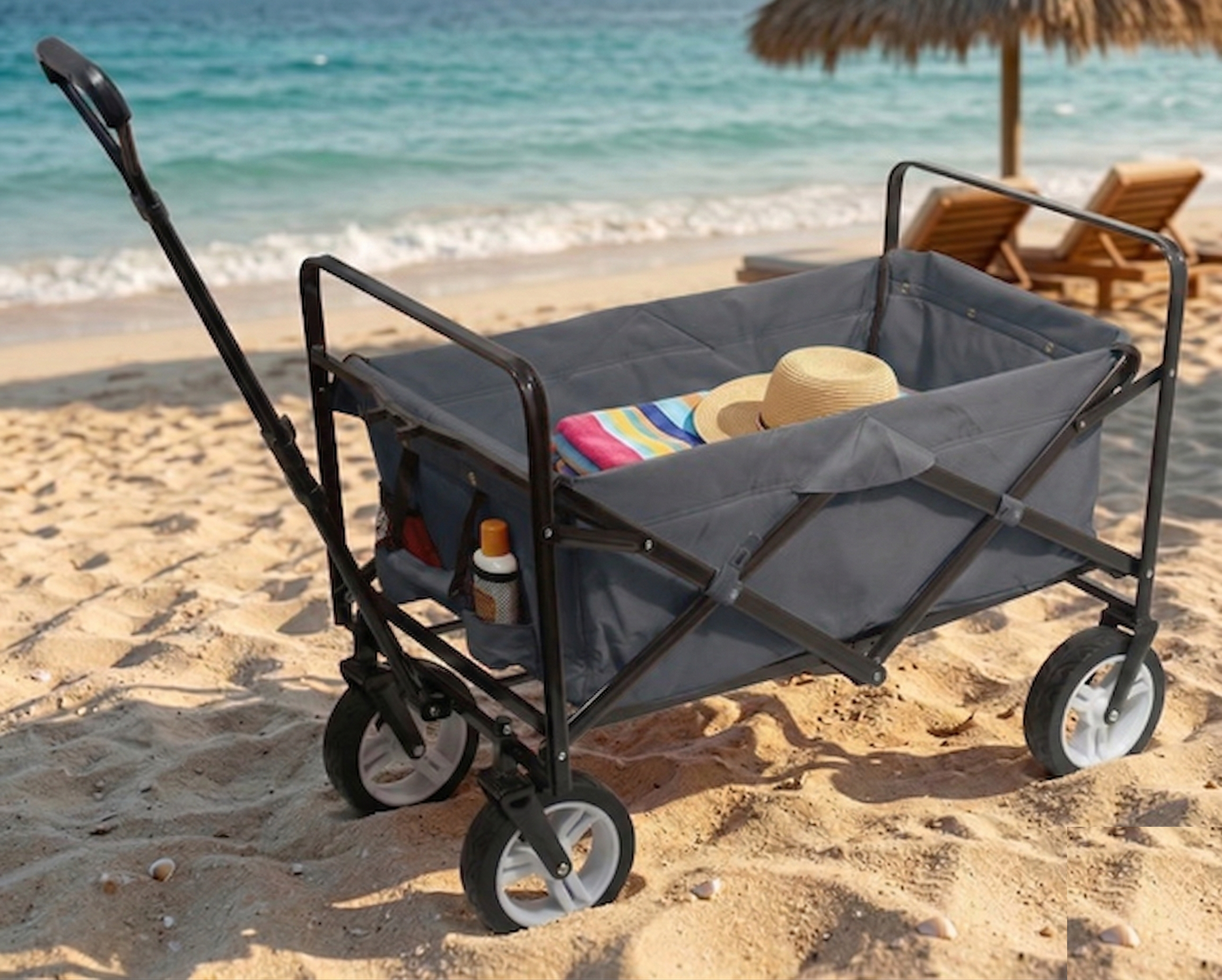 Skládací kempingový vozík s nosností 50 kg a ocelovým rámem