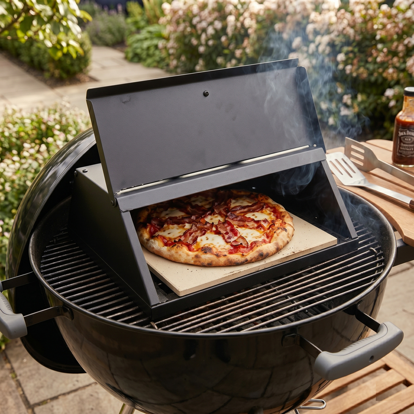 Pizza pec na gril s kordieritovým kamenem a teploměrem