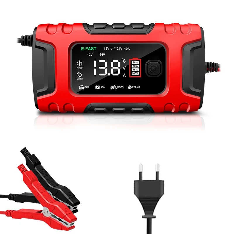 Inteligentní autonabíječka 12V/24V s LCD a funkcí opravy baterie