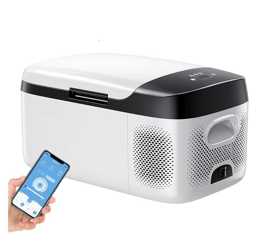 Autochladnička kompresorová, autolednice, objem 15l, napájení 12V, 24V nebo 230V, LCD displej, bluetooth aplikace, usb port
