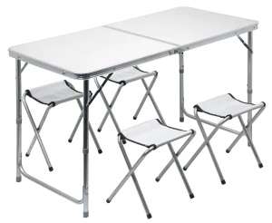 Skládací stolek se čtyřmi sedátky, šedý