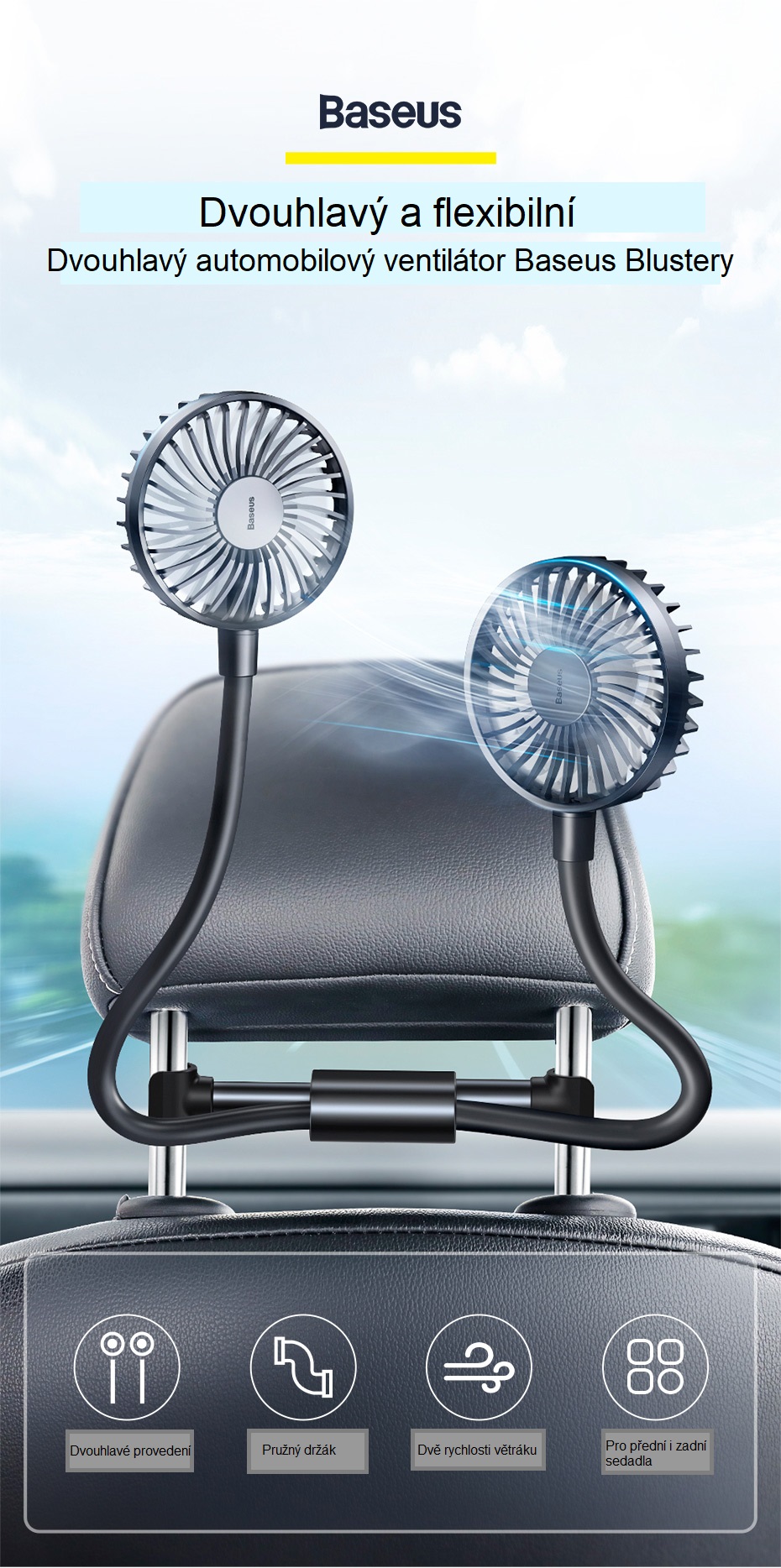 Baseus ventilátor do auta 