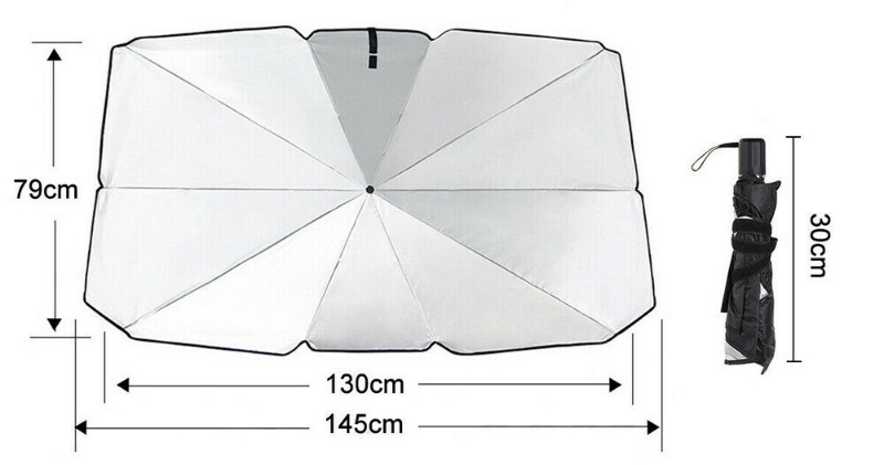 Sluneční clona skládací na čelní sklo automobilu 145x75cm