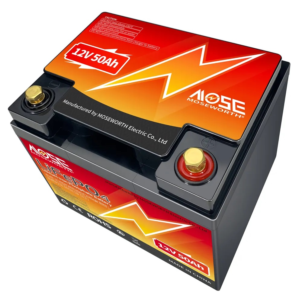 Baterie LiFePO4 12,8V 50Ah, 640Wh, včetně nabíječky 7A, Lithium-železo-fosfátová baterie, BMS