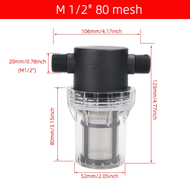 Vodní filtr, hustota filtru 80mesh, připojení vnější závit 1/2"