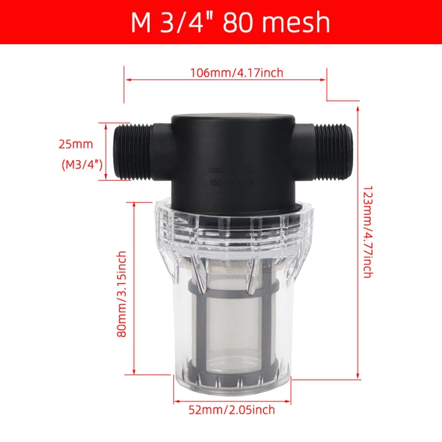 Vodní filtr, hustota filtru 80mesh, připojení vnější závit 3/4"