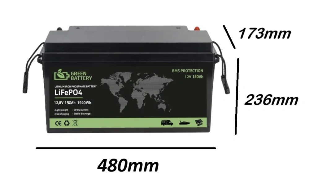 Baterie LiFePO4 12,8V 150Ah, 1920Wh, Lithium-železo-fosfátová baterie, BMS