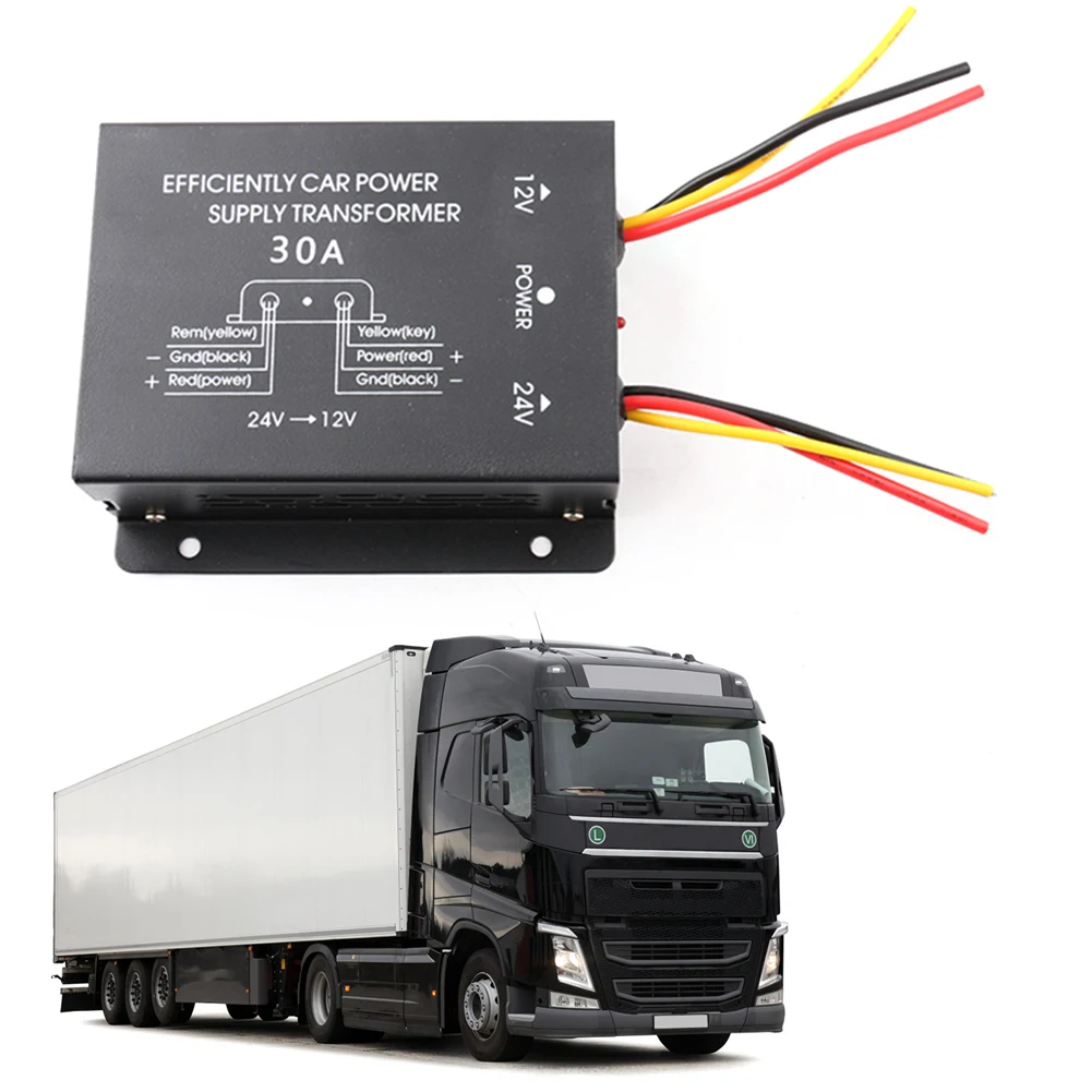 Měnič napětí, připojení pomocí kabelů z 24V na 12V (30A)