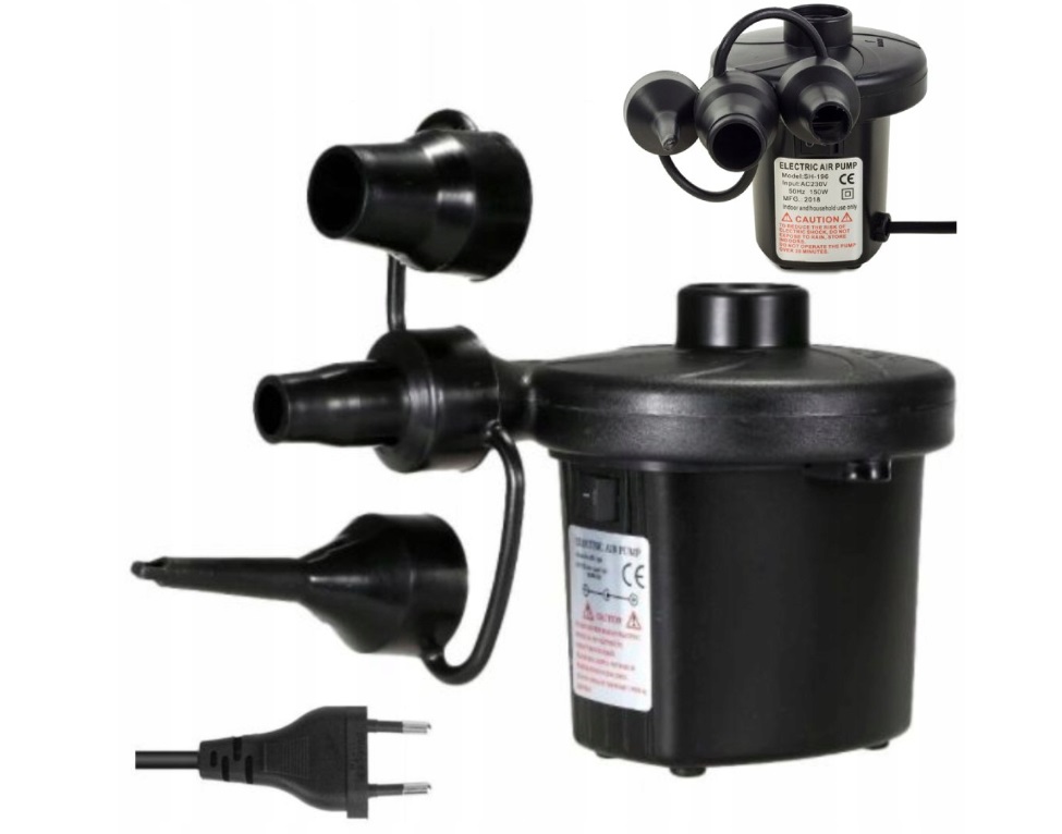 Elektrická pumpa 230V pro nafukování různých předmětů, výkon 50W, 3 redukce