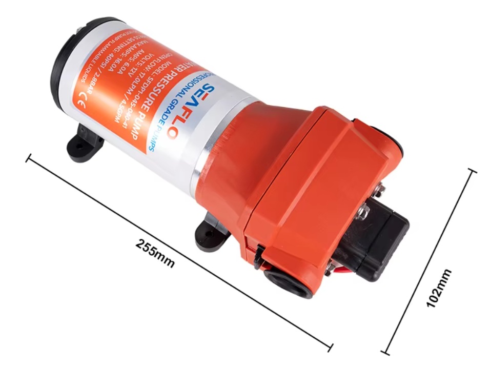 Tlakové membránové čerpadlo 17l/min, tlak 40PSI (2,8bar), napájení 24V, Seaflo