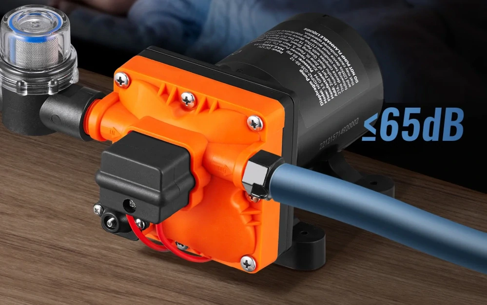 Tlakové membránové čerpadlo 11,3l/min, tlak 55PSI (3,8bar), napájení 12V, orange