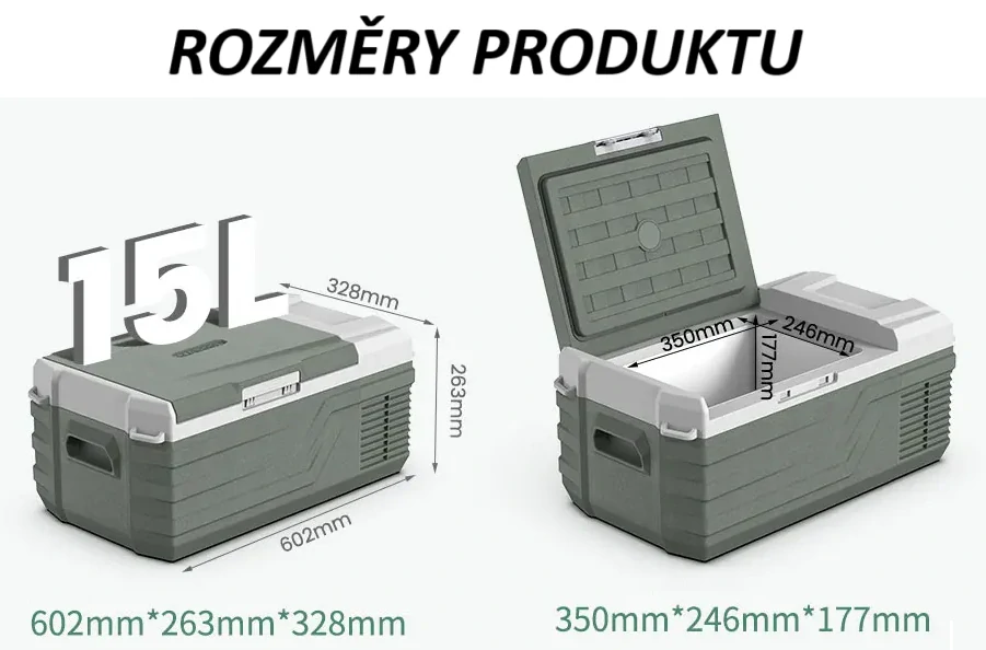 Autochladnička kompresorová Alpicool, autolednice, objem 15l, napájení 12V, 24V nebo 230V, LCD displej