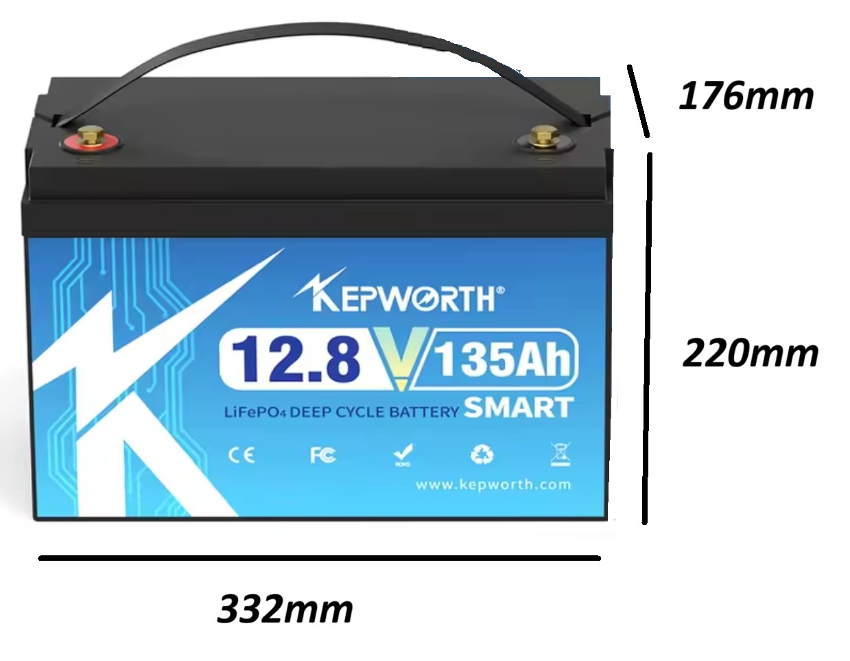 Baterie LiFePO4 12,8V 135Ah, 1728Wh, Lithium-železo-fosfátová baterie, smart BMS