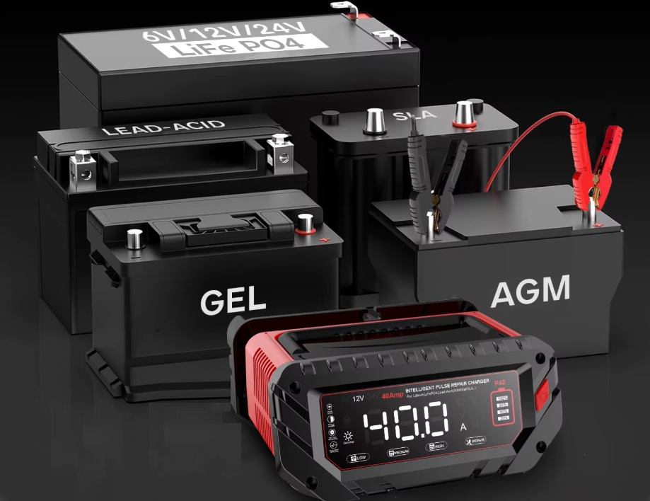 Nabíječka mikroprocesor 40A 12V, 24V (20A), 6V (10) PB/GEL/AGM/LiFePO4 LCD displej