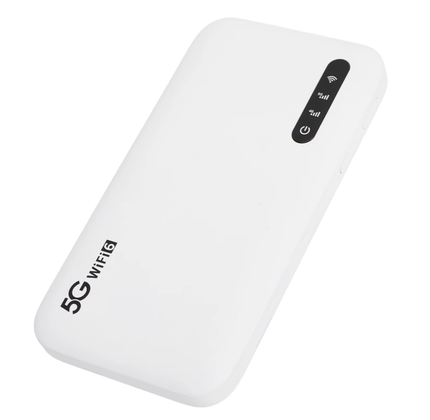 5G Mobilní Wi-Fi modem, hotspot pro SIM kartu, WIFI6 2,4 a 5,8Ghz, baterie 6100mAh, pro 16 zařízení, bílý