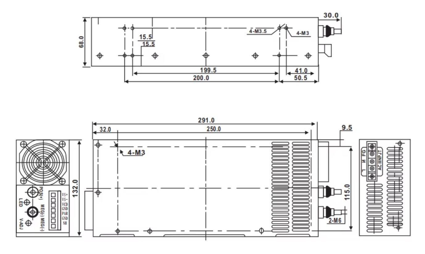Transformátor elektronický, 12V, 83A, 1000W, převaděč napětí z 240V na 12V, aktivní chlazení ventilátorem