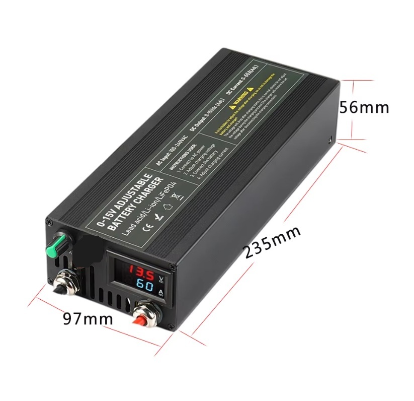 Universální nabíječka pro všechny typy baterií do 12V (0-15V), 60A (0-60A) plně nastavitelný nabíjecí proud a napětí