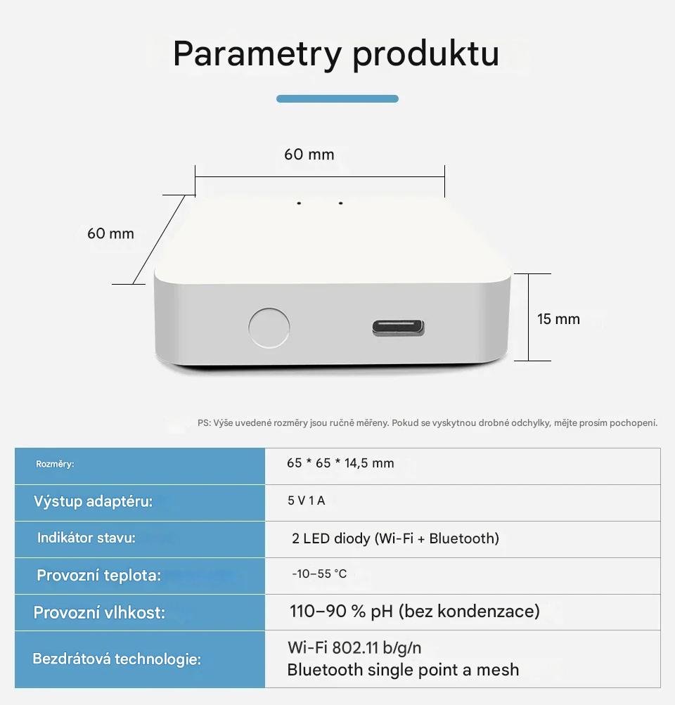 Tuya Multimode Gateway – ZigBee 3.0 + Bluetooth Mesh centrální brána, WiFi, Smart Life