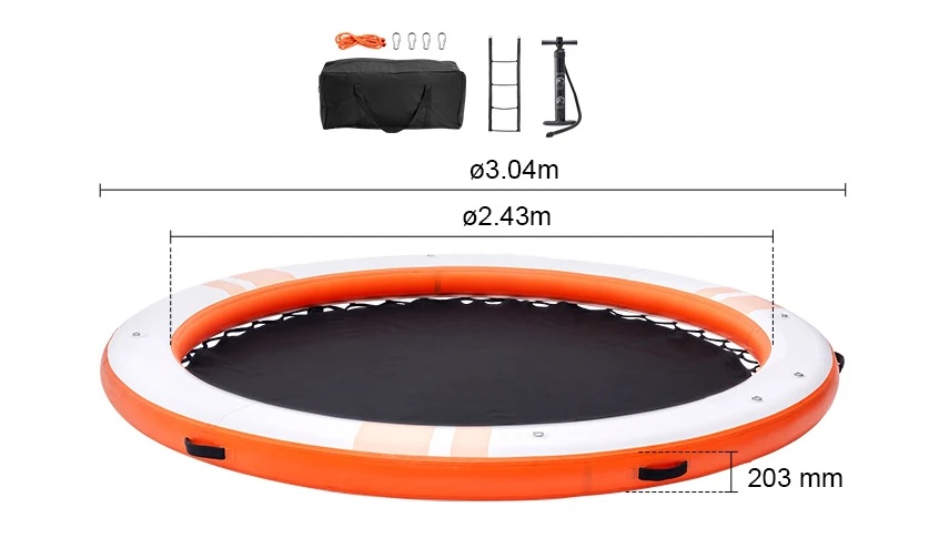 Nafukovací plovoucí molo / dok kruhový průměr 304 cm s protiskluzovým povrchem, vysoká pevnost a nosnost, nafukovací ventil typu H-R (paddleboard)