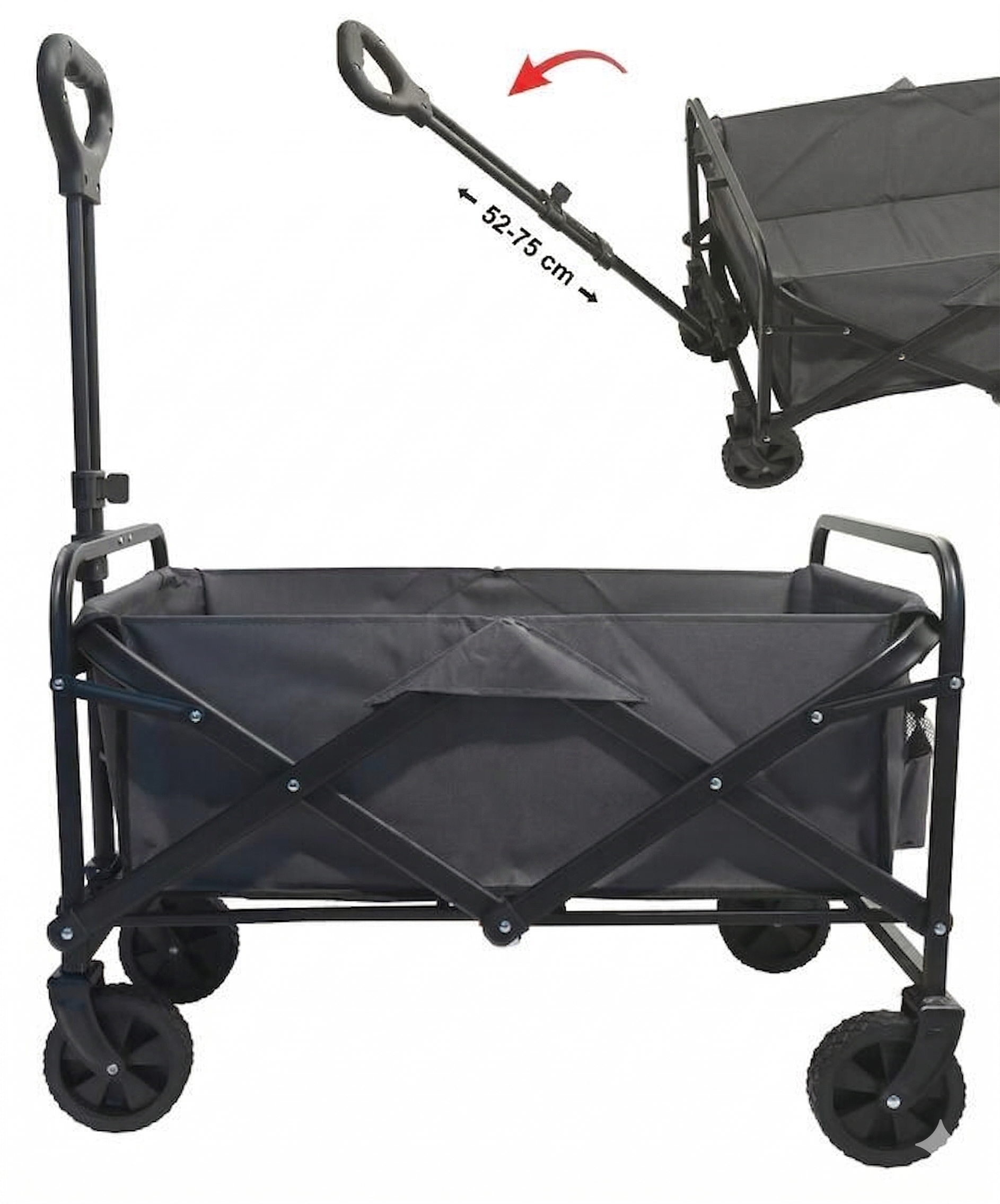 Skládací kempingový vozík s nosností 50 kg a ocelovým rámem