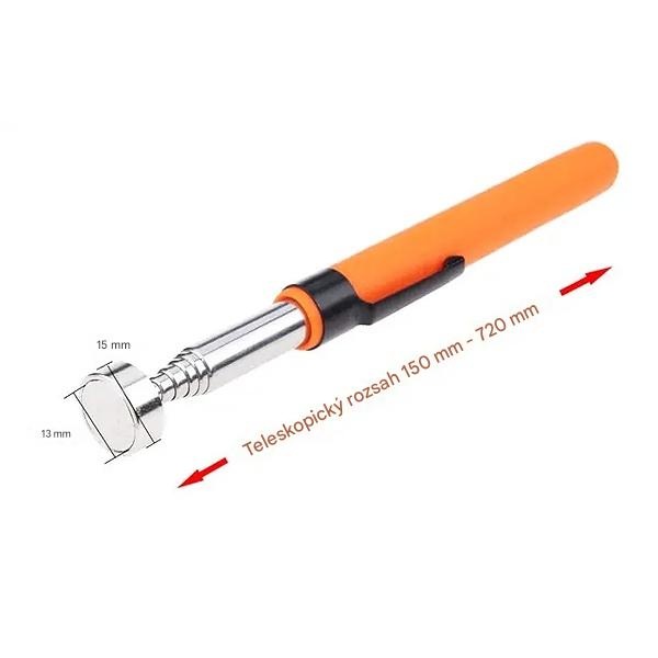 Oranžový teleskopický magnetický vytahovač s nosností 3,6 kg