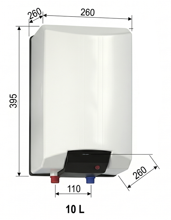 Úsporný elektrický bojler 10L 1500W/230V pro karavany, lodě chaty a chalupy 