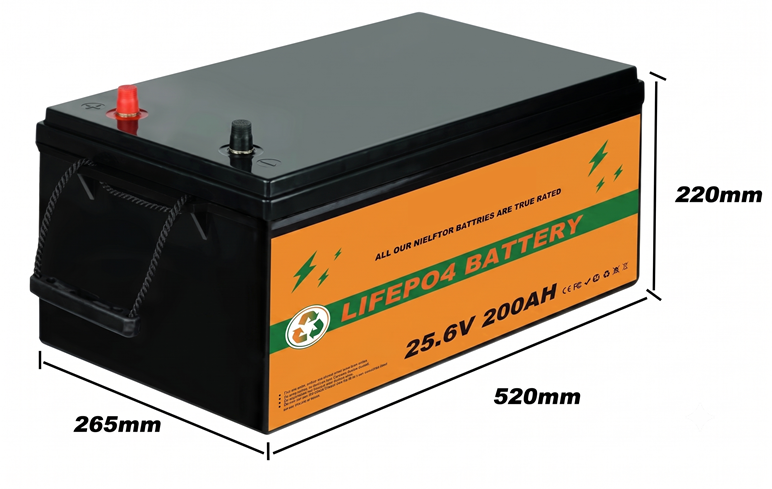 Baterie LiFePO4 25,6V (24V) 200Ah, 2560Wh, Lithium-železo-fosfátová baterie, BMS