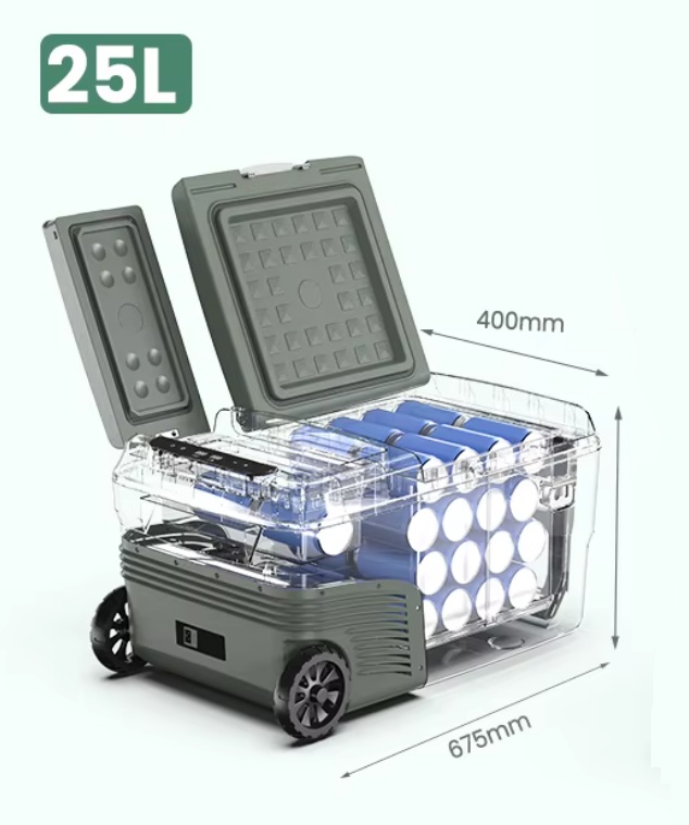 Autochladnička kompresorová Alpicool, dvouzonová autolednice, objem 25l, napájení 12V, 24V nebo 230V, LCD displej, led osvětlení