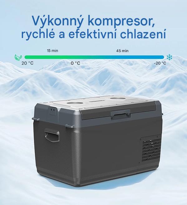 Autochladnička Alpicool kompresorová, autolednice, objem 29l, napájení 12V, 24V nebo 230V, LCD displej
