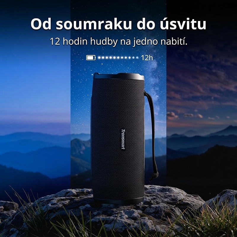 Bezdrátový reproduktor OTZ s výkonem 50W, barva černá, podpora bezdrátového Bluetooth, linkového vstupu AUX 3,5 mm, USB portu i slotu na TF karty, kapacita baterie 5200 mAh, IPX7
