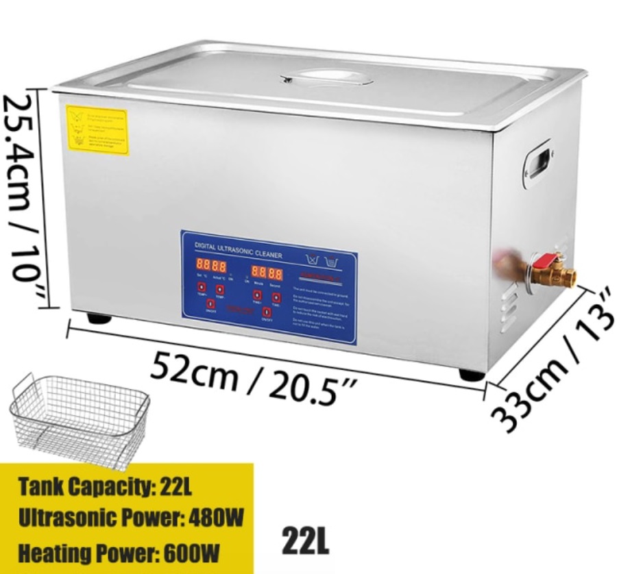 Ultrazvuková čistička s digitálním nastavením teploty a časovačem, objem nádrže 30 litrů, 40 Khz