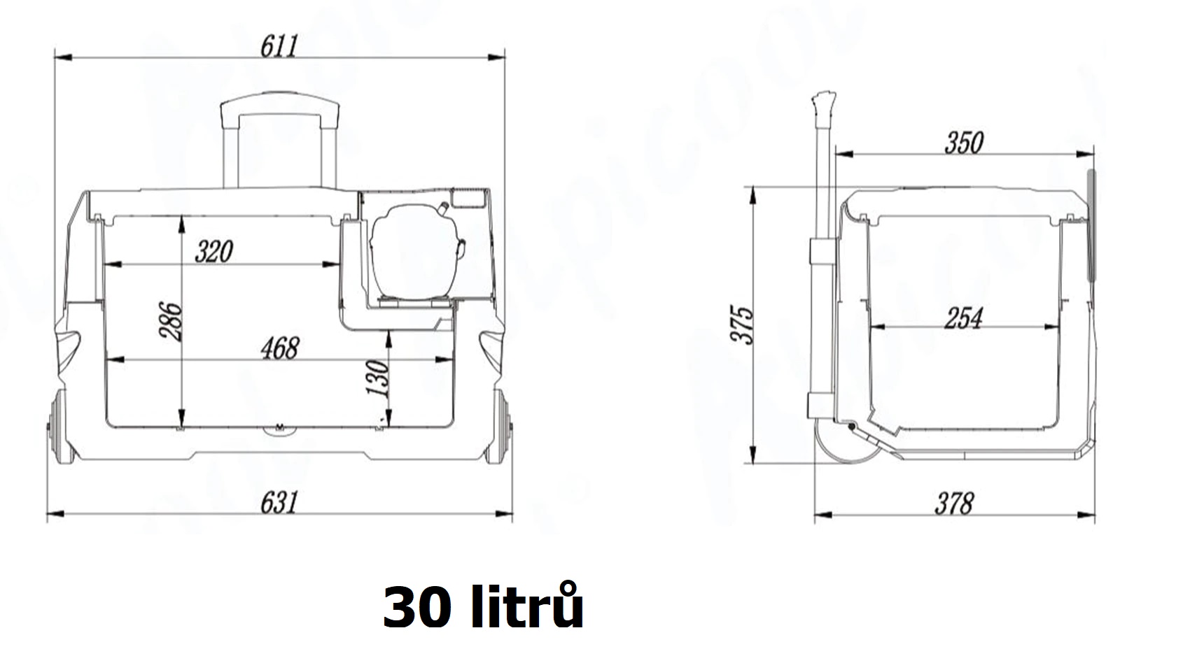 Autochladnička kompresorová, autolednice, objem 30l, napájení 12V, 24V nebo 230V, LCD displej, bluetooth aplikace, s kolečky pro snadný přesun