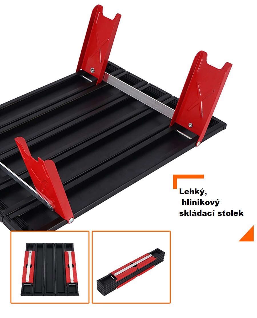 Kempingový mini stolek - skládací, černý