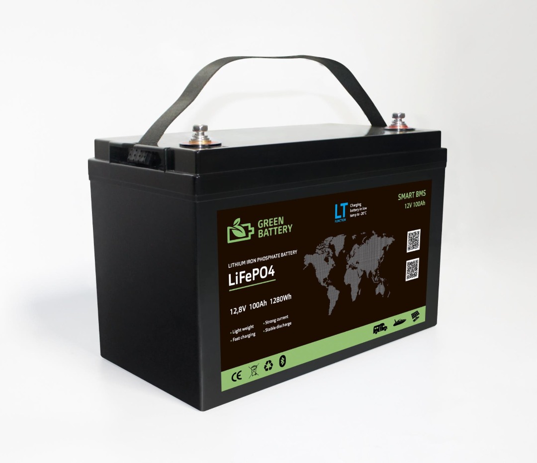 Baterie LiFePO4 12,8V 100Ah, 1280Wh, funkce LT pro nabíjení až do -20°C, bluetooth smart BMS, Lithium-železo-fosfátová baterie