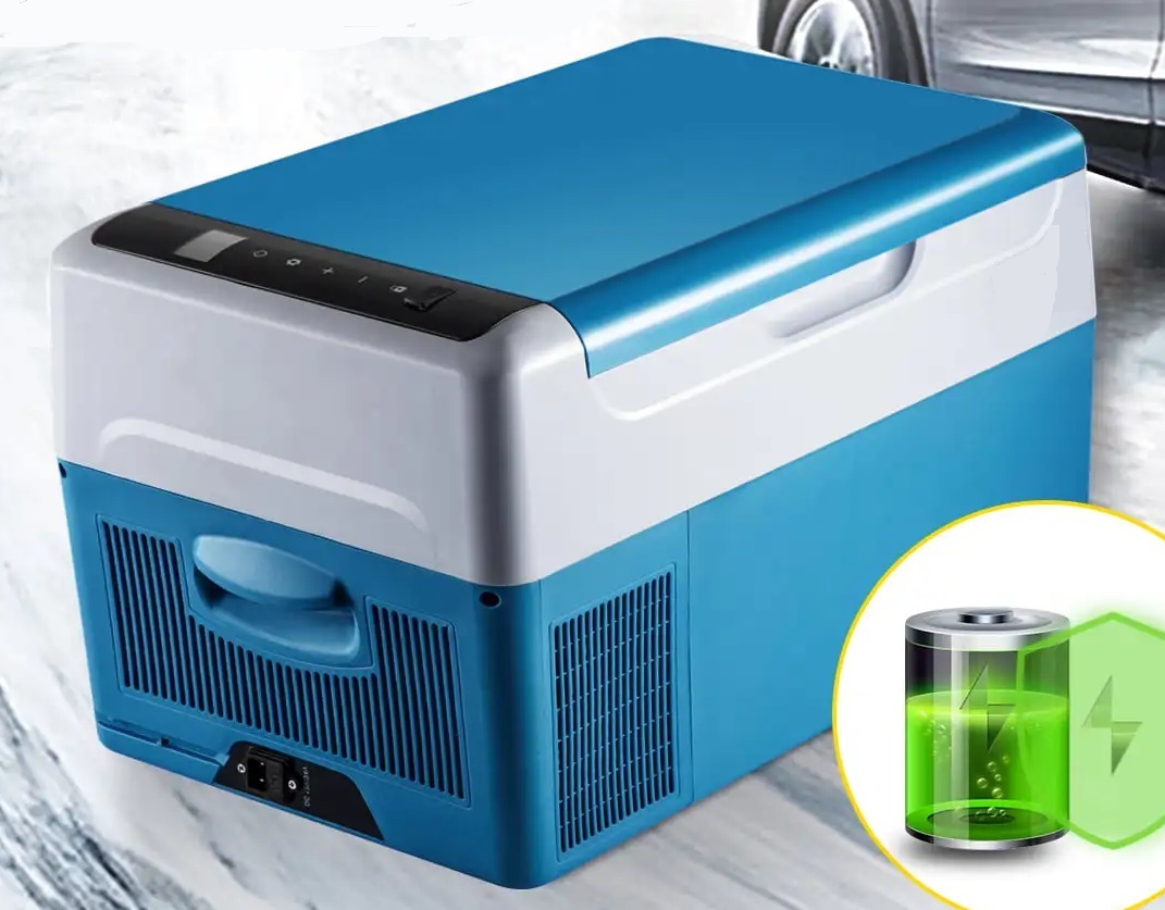 Autochladnička kompresorová, autolednice, objem 22l, napájení 12V, 24V nebo 230V, LCD displej, bluetooth aplikace, modrá