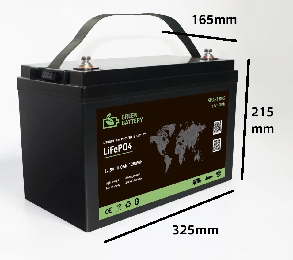 Baterie LiFePO4 12,8V 100Ah, 1280Wh, bluetooth smart BMS, včetně nabíječky 7A, Lithium-železo-fosfátová baterie