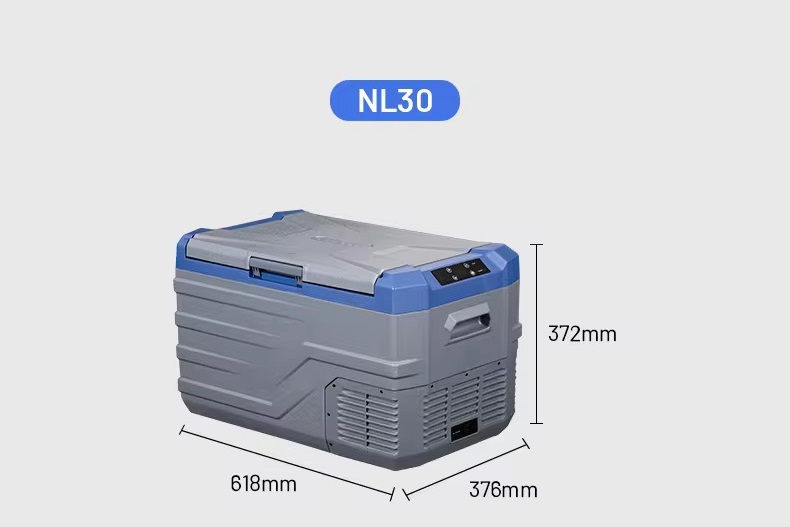 Autochladnička kompresorová, autolednice, objem 30l, napájení 12V, 24V nebo 230V, LCD displej, bluetooth aplikace, šedo-modrá