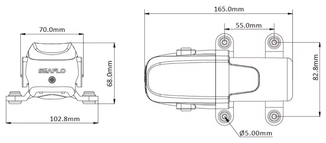 Tlakové membránové čerpadlo 5,6l/min, tlak 40PSI (2,8bar), napájení 12V, Seaflo