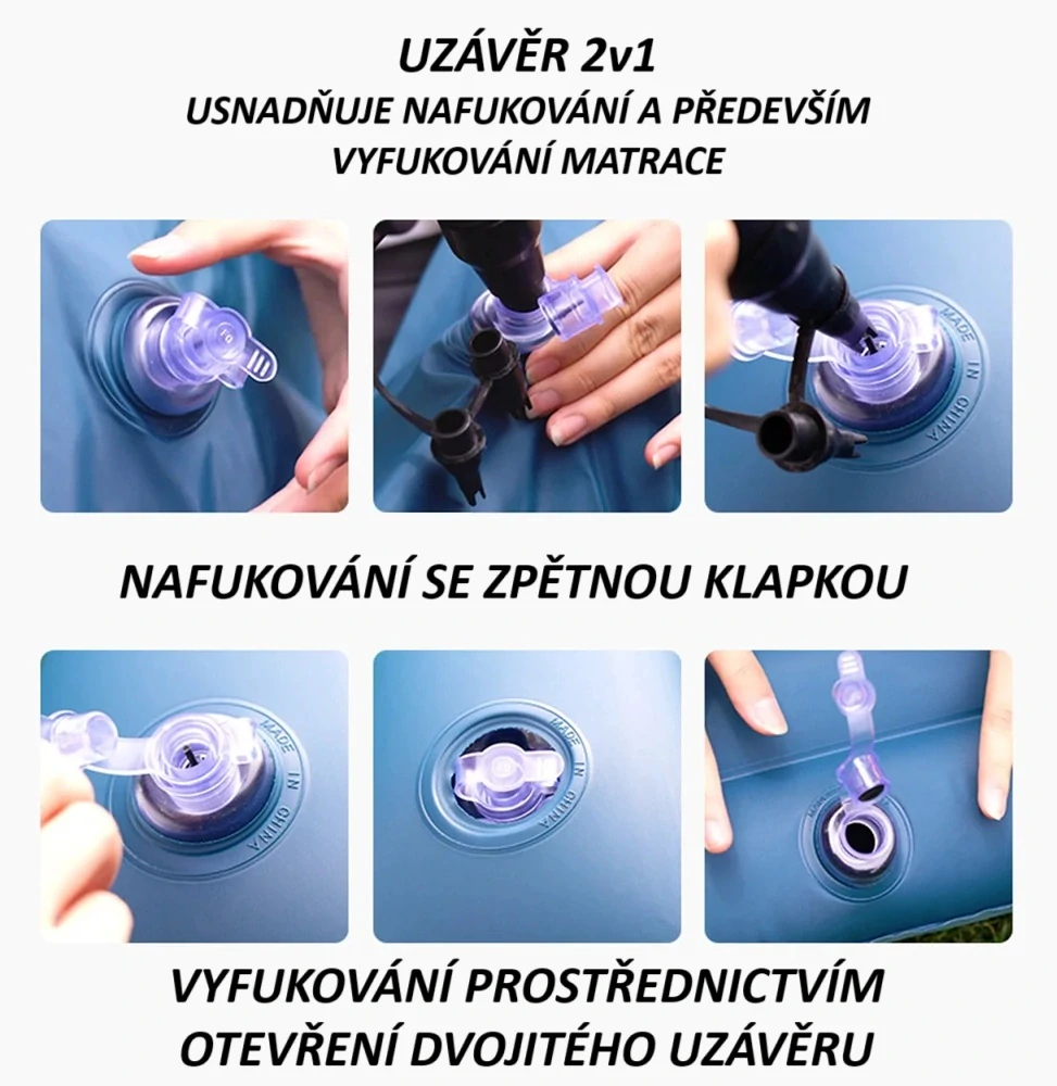 Nafukovací matrace do auta na zadní sedačky tmavě šedá včetně 12V pumpy