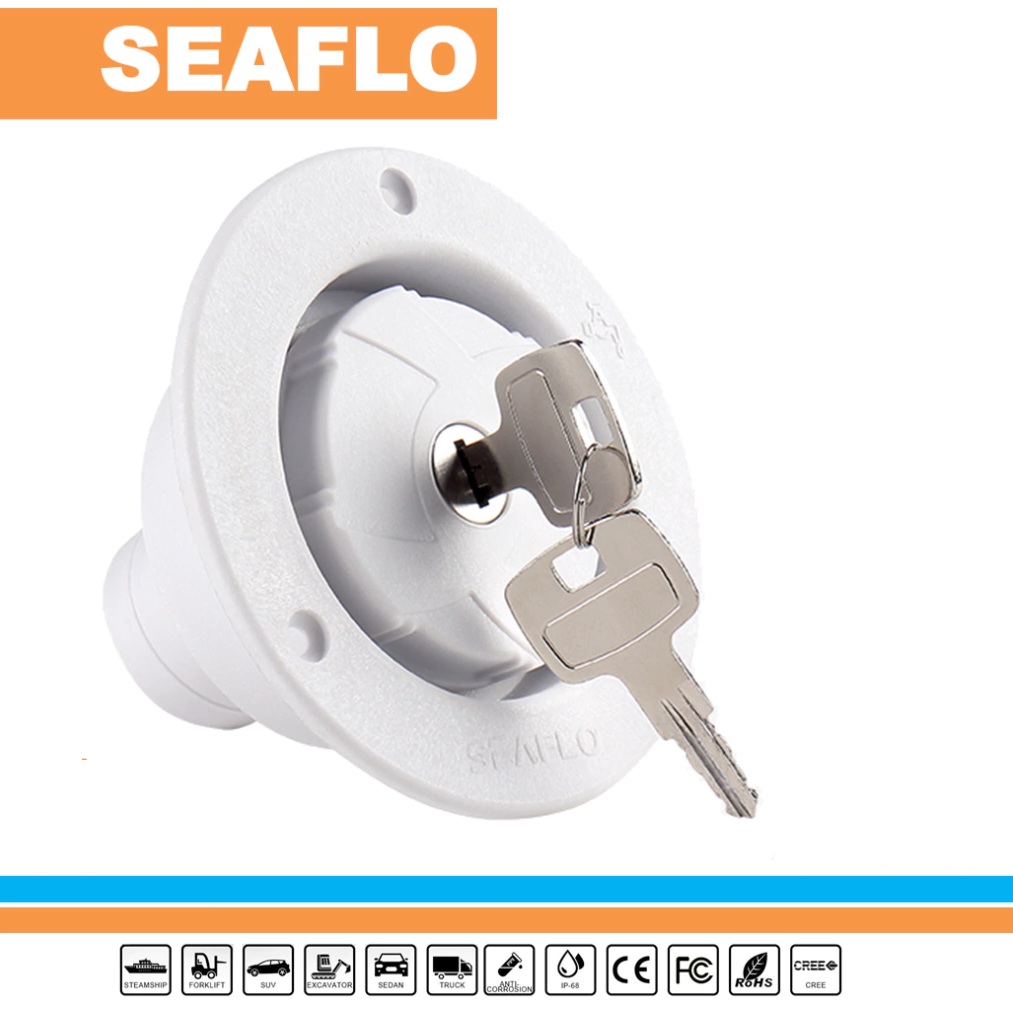 Seaflo nálevka s uzamykatelným víčkem s logem water pro hadice 38-40mm, bílá