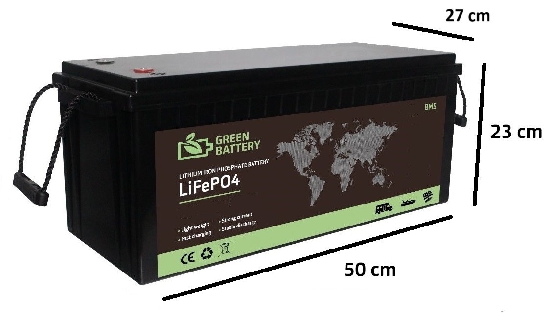 Baterie LiFePO4 12,8V 400Ah, 5120Wh, BMS, Lithium-železo-fosfátová baterie, stálý vybíjecí proud 200A (400A 3sec.)