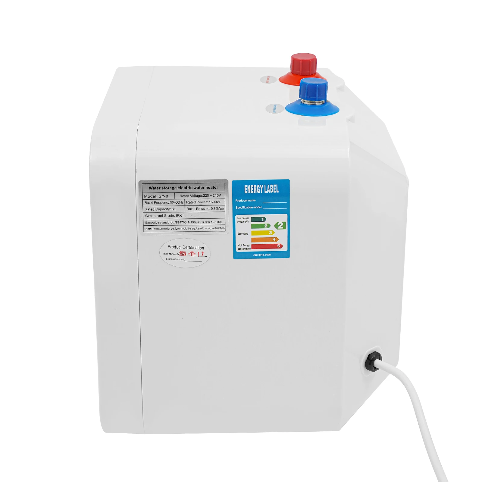 Elektrický bojler 8l pod umyvadlo 1500W/230V s ukazatelem teploty