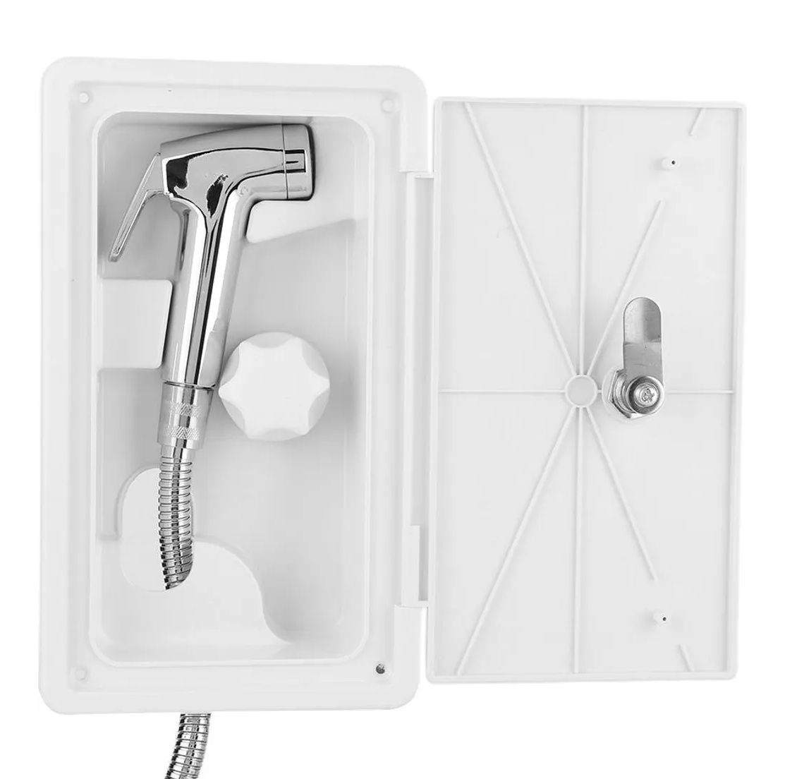 Externí sprchová hlavice pro karavany a lodě barva bílá s uzavíratelnou sprchovou hlavicí