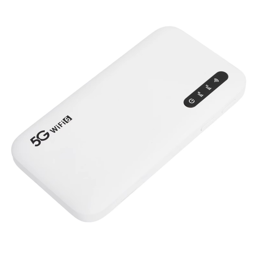 5G Mobilní Wi-Fi modem, hotspot pro SIM kartu, WIFI6 2,4 a 5,8Ghz, baterie 6100mAh, pro 16 zařízení, bílý