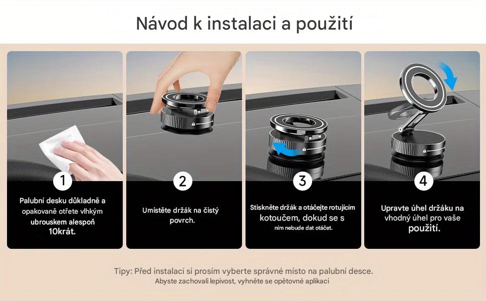 Magnetický držák na mobil s přísavkou pro MagSafe – 360° otočný a skládací držák do auta