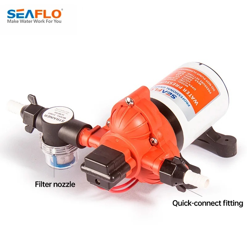 Tlakové membránové čerpadlo 11,3l/min, tlak 45PSI (3,1bar), napájení 12V, Seaflo