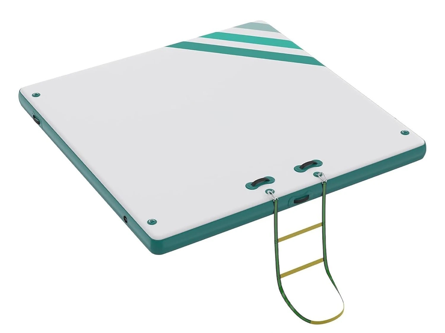 Nafukovací plovoucí molo / dok 300 x 300 cm s protiskluzovým povrchem, vysoká pevnost a nosnost, nafukovací ventil typu H-R (paddleboard)