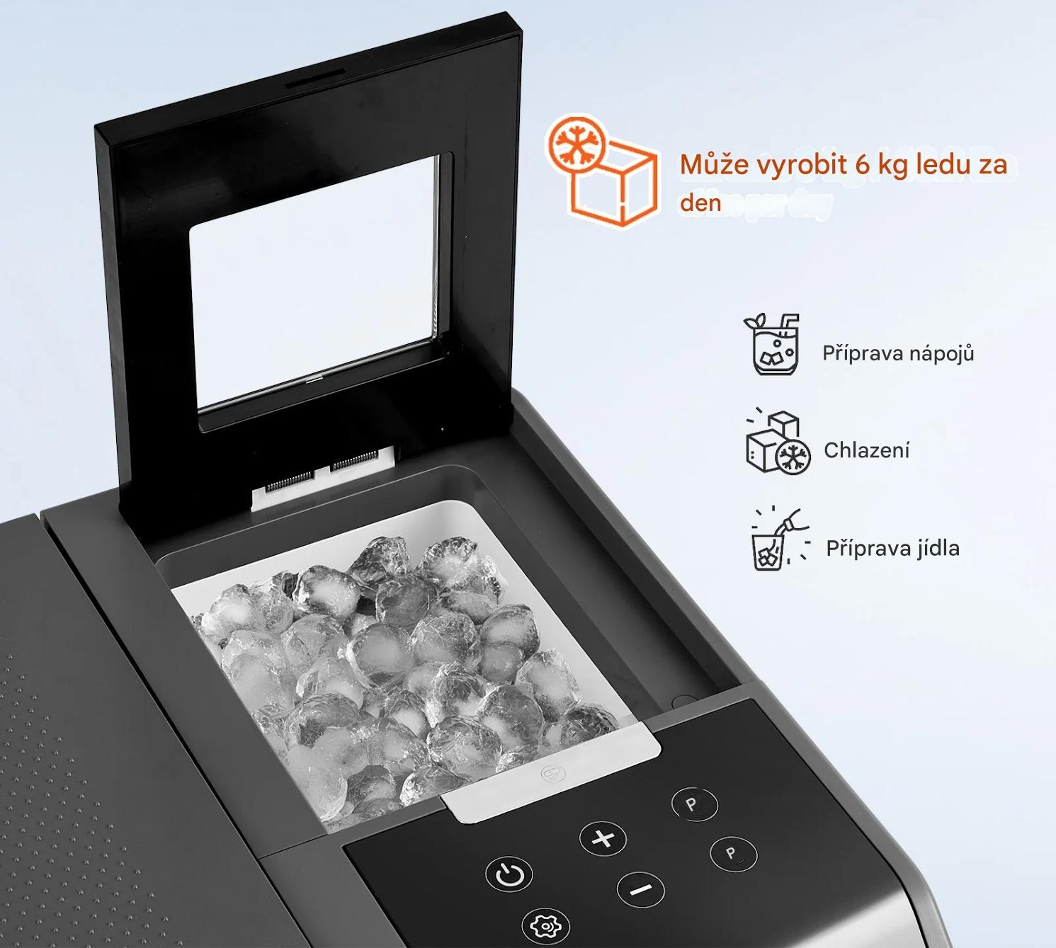 Autochladnička kompresorová s výrobníkem ledu, autolednice, objem 35l, napájení 12V, 24V nebo 230V, LCD displej, výrobník ledu