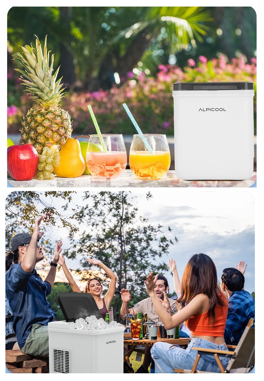 Alpicool mobilní kompresorový výrobník ledu Alpicool na 12V, 24V a 230V s kapacitou nádržky 1,3l, až 11 kg ledu za den