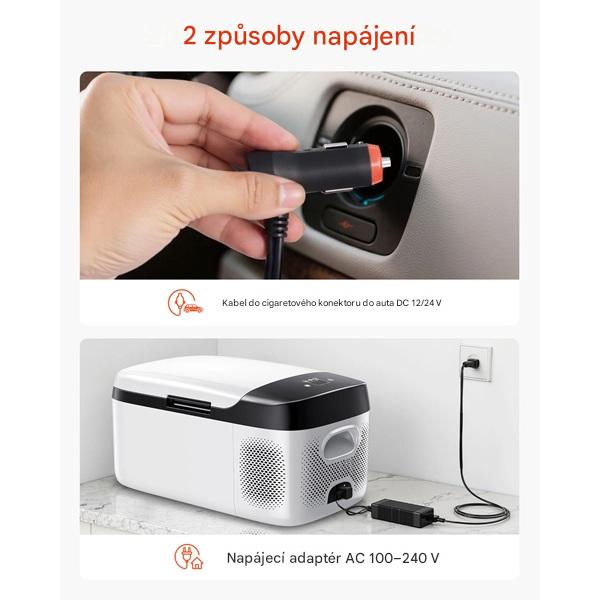Autochladnička kompresorová, autolednice, objem 15l, napájení 12V, 24V nebo 230V, LCD displej, bluetooth aplikace, usb port
